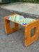 Vintage wooden and mosaic stool bench from the 1960s.