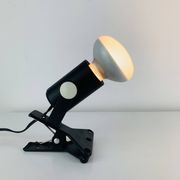 3 clip-on spotlights, black metal, 1960s, vintage