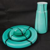 Ensemble trois vases en verre vert de Murano, vintage