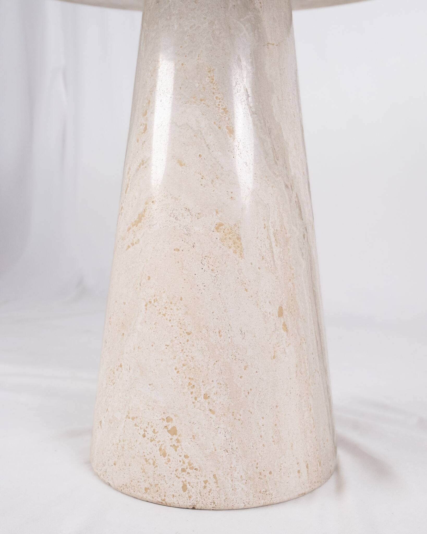 Pedestal dining table in travertine, Stone International, Italy, 1970s