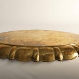 Hollywood Regency Large Oval Brass Tray by Firma Lars Holmström, Sweden 1940's