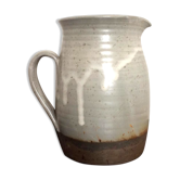 Enamelled sandstone jug signed vintage