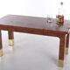 Table basse rectangulaire Harrison Van Horn raffia et laiton, 1970