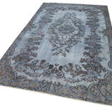 Handmade distressed oriental 1980s 164 cm x 282 cm blue rug