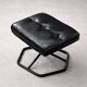 Vintage Mid-Century Danish Modern Black Leather Swivel Chair and Ottoman