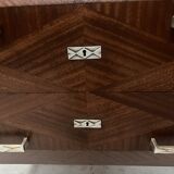 Art Deco chest of drawers with cut sides in mahogany veneer, 20th century