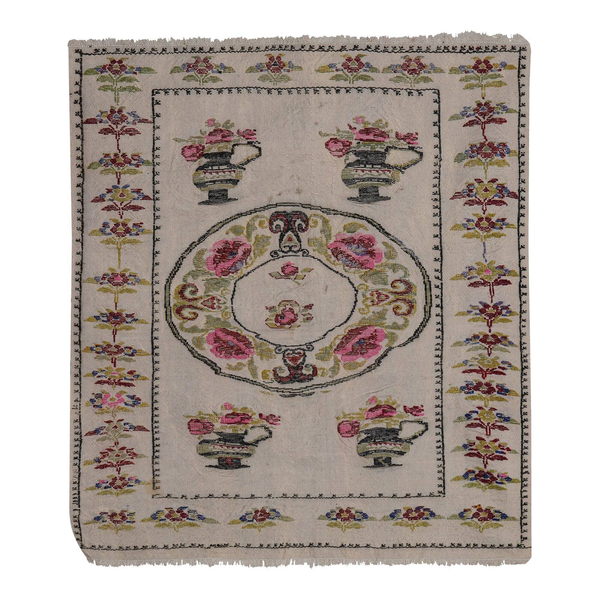 Vintage Turkish kilim, handwoven, 90x104 cm.