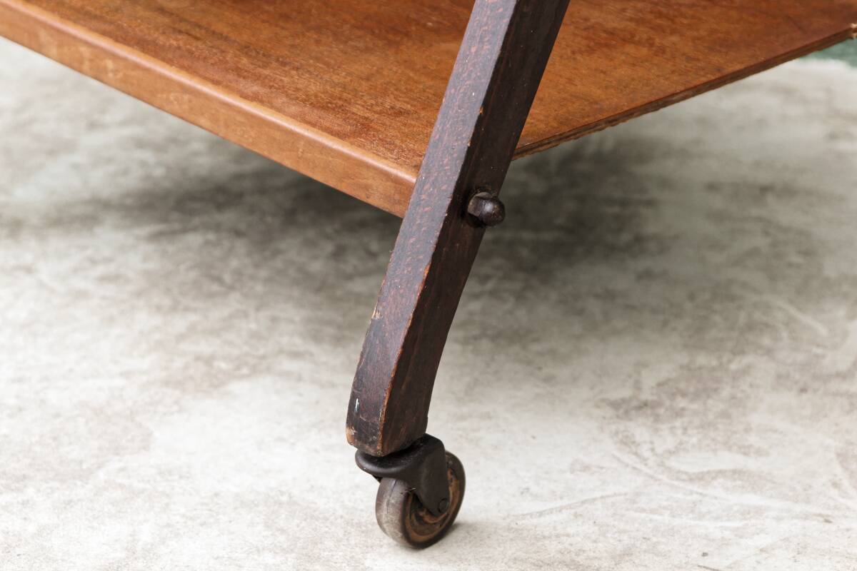 1950s wooden rolling trolley