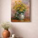Still life with yellow flowers – oil on canvas signed H. Schramm – 46 x 3