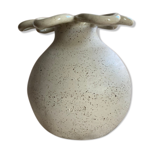 Vase fleur numéroté 03 grès blanc pyrité dure