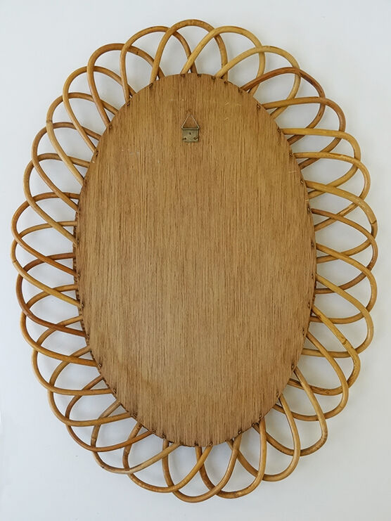 Rattan oval mirror