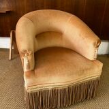 Yellow velvet toad armchair