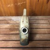 Old beige & green ceramic bottle + vintage handle