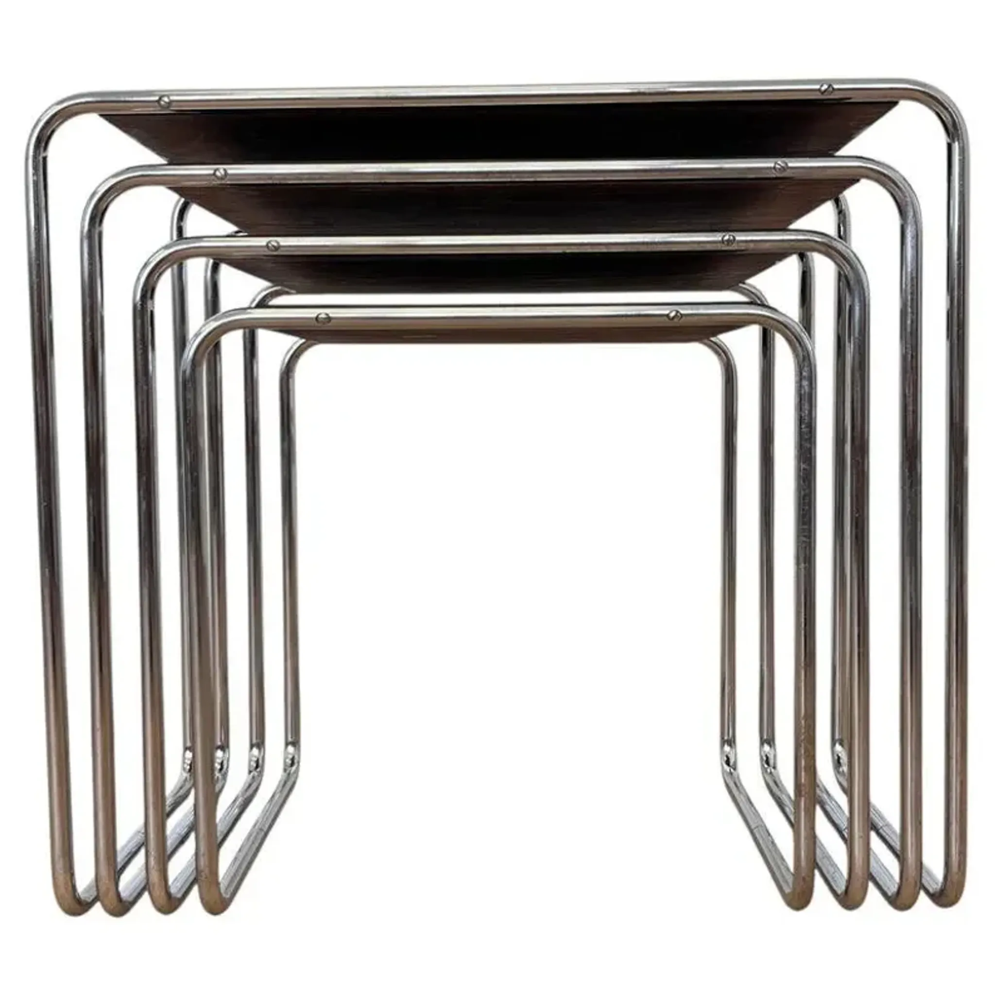 Rare Bauhaus chrome Nesting Tables B9, Marcel Breuer-1940s