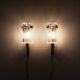 Set of vintage Danish Modern Brass and Glass Wall Sconces, 1970's