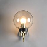 Pair of brass and blown glass wall lights, Glashütte Limburg
