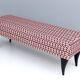 Pair of Benches with Red Patterned Fabric Upholstery, Italy