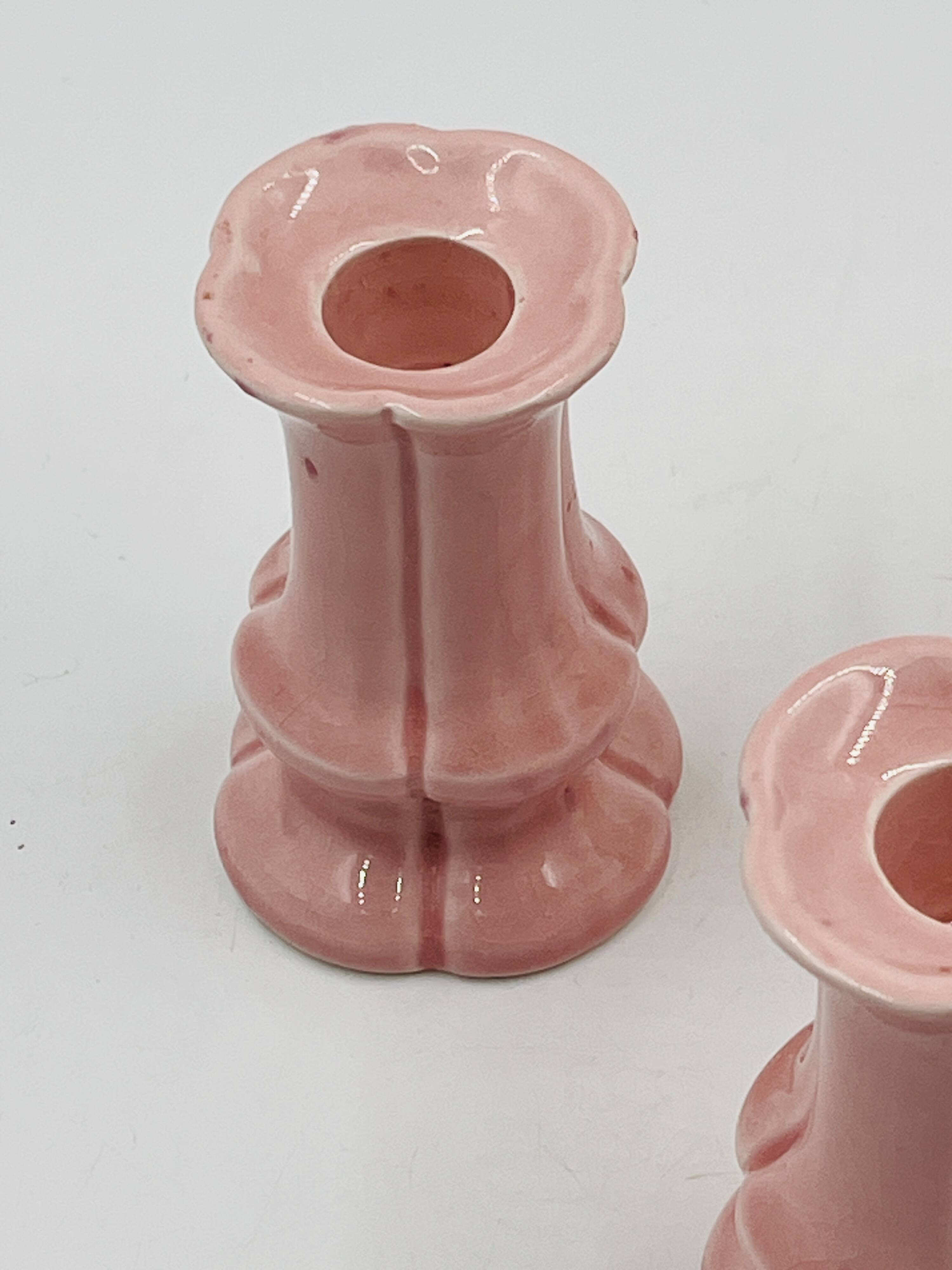 Set of 3 pink ceramic candle holders