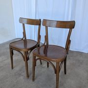 Set of 2 Vintage Wooden Dining Chair: Mid-Century Bistro Style, Yugoslavia
