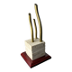 Serre-livres sculpture brutaliste en travertin, bois et bronze, Espagne années 1970