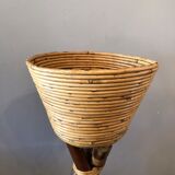 Vintage bamboo and rattan plant holder
