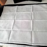 5 Grandes serviettes de table anciennes en lin blanc , jours en bordure 66 x 78 cm