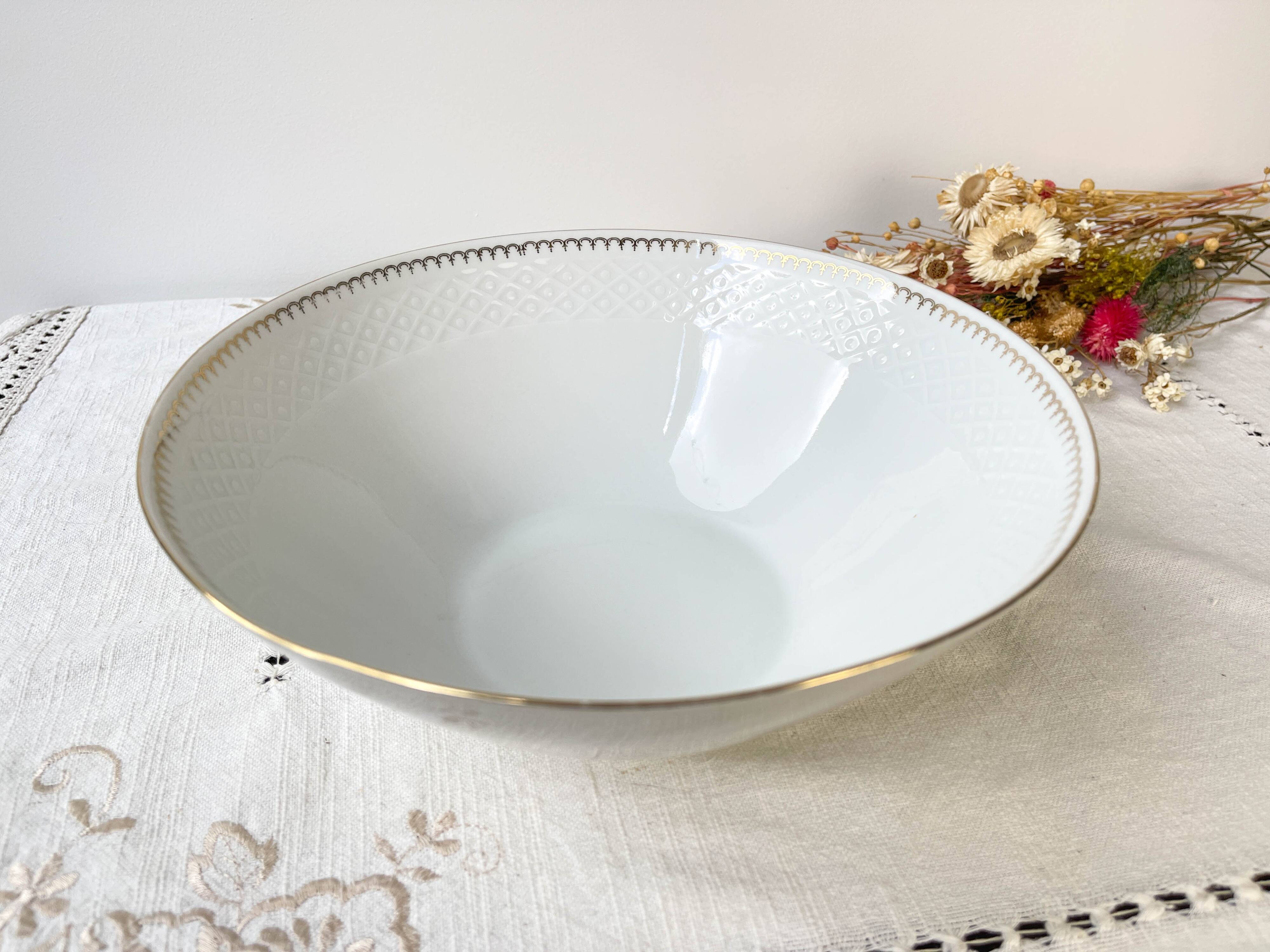 Saladier porcelaine blanche dorée BAVARIA modèle "Annabell"