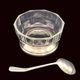 Art Deco thick crystal/glass bowl, silver-plated metal pedestal.