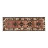 Orange Turkish Vintage Handmade Wool Runner Rug 82x256