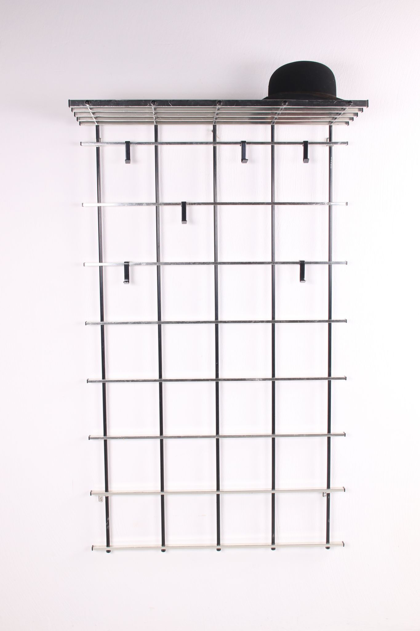 Vintage chrome color aluminum wall coat rack 1950s