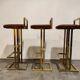 Belgochrom brass bar stools, set of 3, 1970s