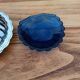 Silver-plated metal and blue glass butter dish