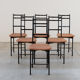 Dining chairs in brown leather and aluminum by ycami, 1980