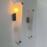 Pair of vintage brass and perspex wall lights, France 1960