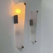 Pair of vintage brass and perspex wall lights, France 1960