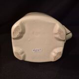 Old covered jug, vintage, geometric frieze with flowers and black trim.