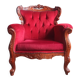 Baroque style carved wooden armchair in burgundy red velvet