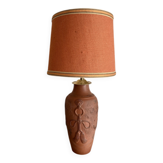 Terracotta lamp, 2 M fabric cable, jute lampshade