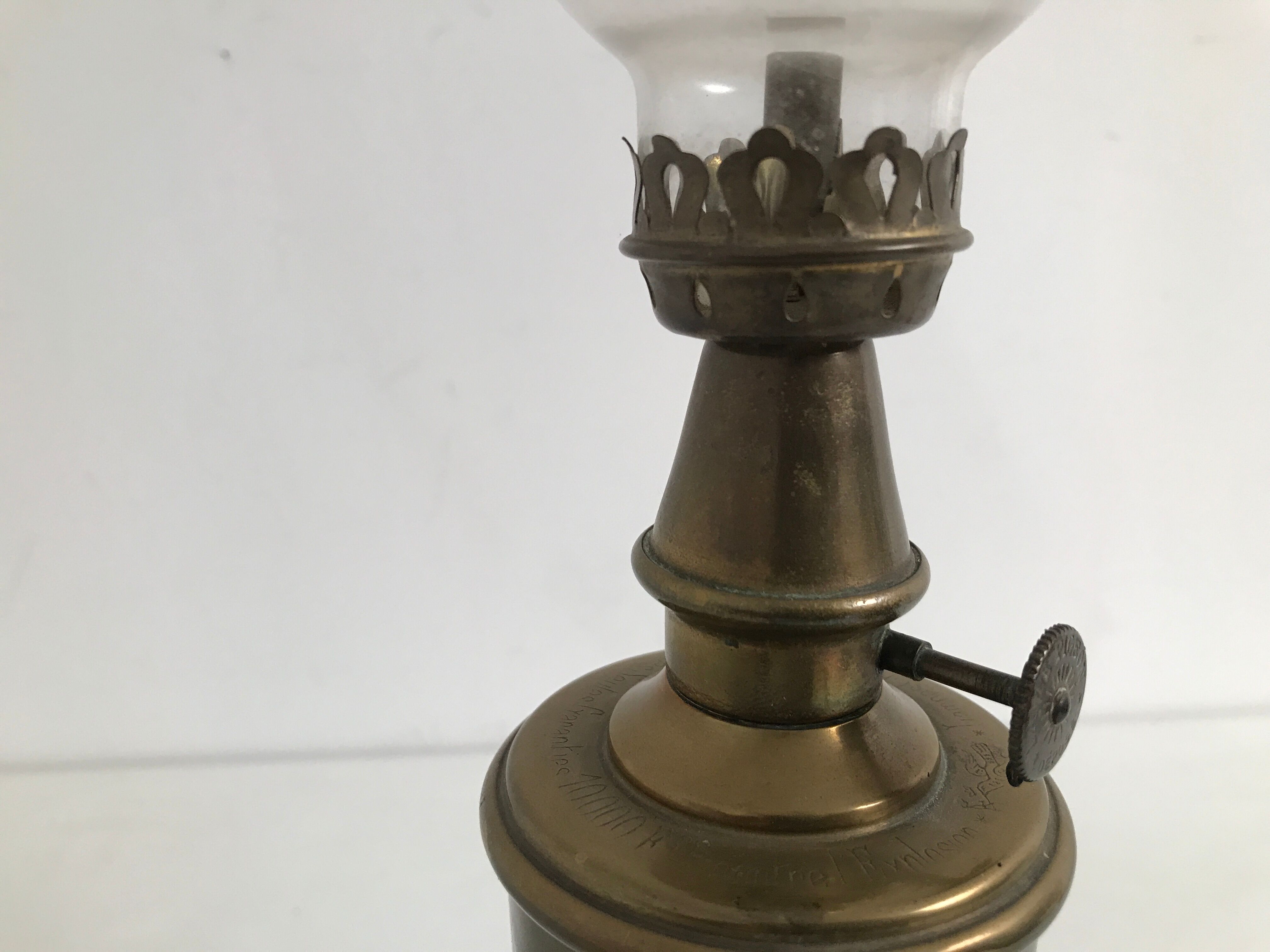 Copper and brass oil lamp