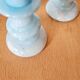 Pair of vintage azure blue alabaster bedside lamps