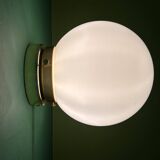 Vintage wall or ceiling light globe in white opaline.