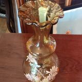 Ancien vase décor floral émaillé