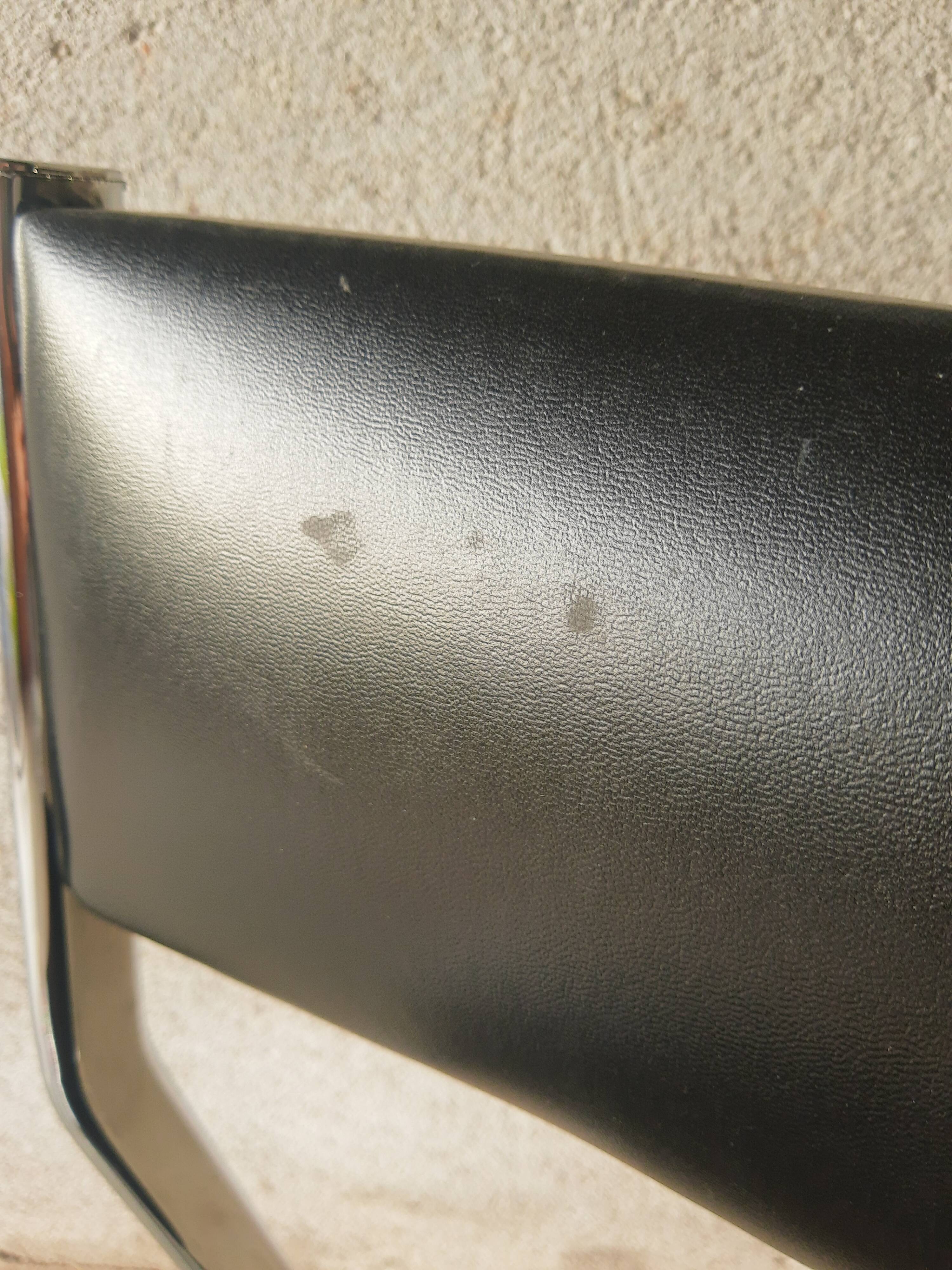 Vintage 70s black skai sled chair