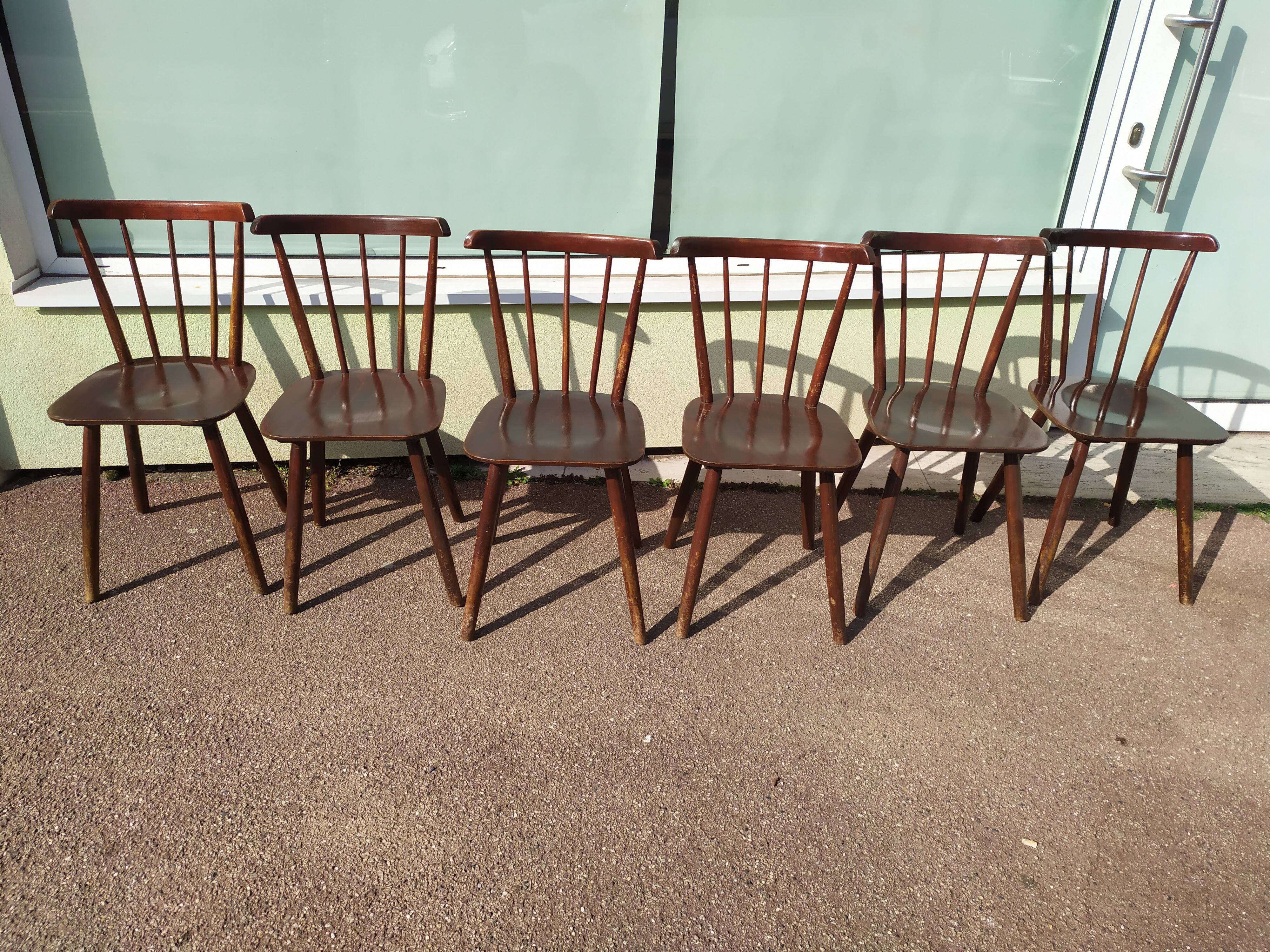 Set of 6 wooden bistro chair - vintage
