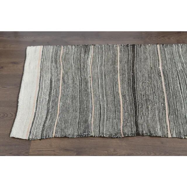 1970s Vintage Turkish Oushak Handmade Wool Cotton Beige Runner Rug 63x237