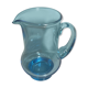 Old blue blown glass pitcher with vintage handle