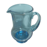 Ancien pichet verre soufflé bleu avec anse de décoration