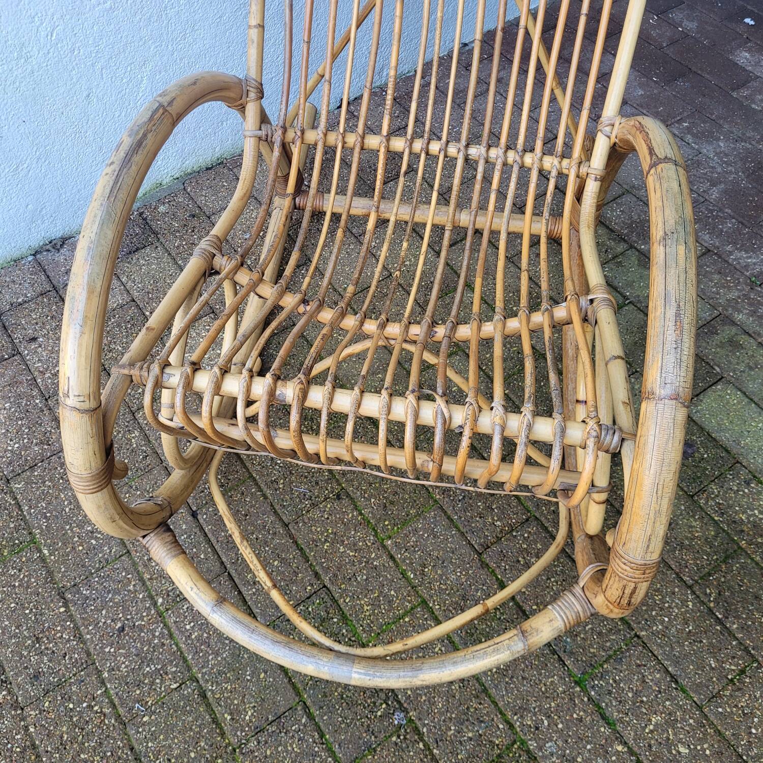 1960s Rattan Rocking Chair