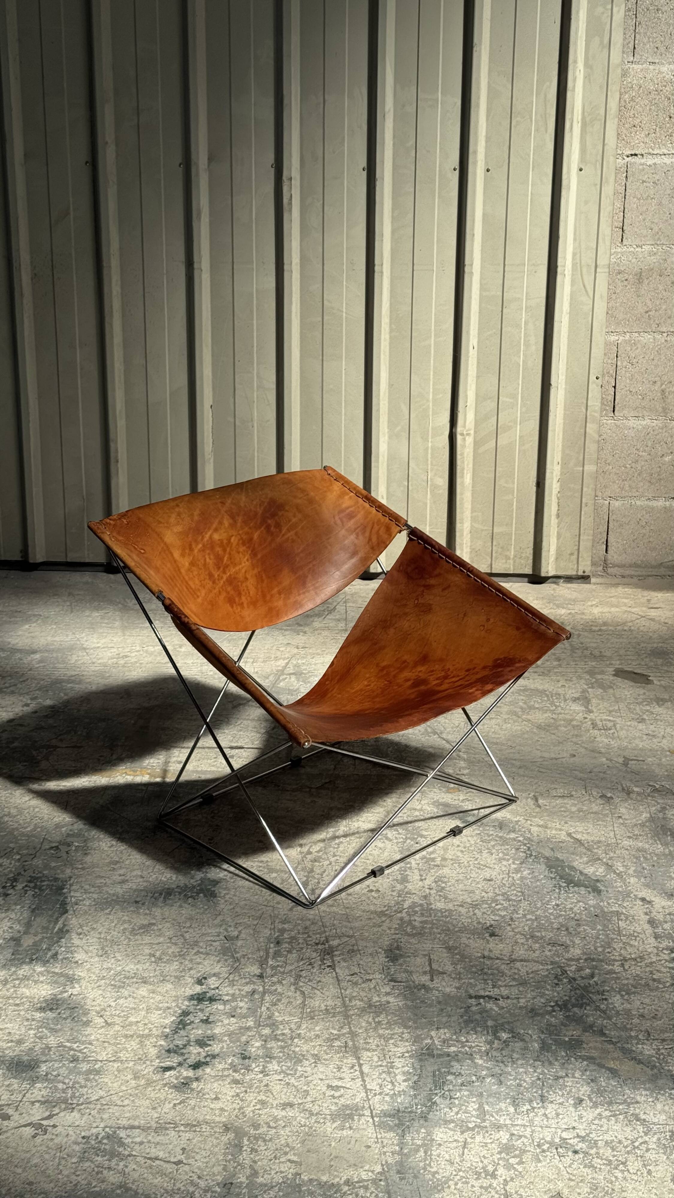F675 "Butterfly" armchair in cognac patina by Pierre Paulin for Artifort 60