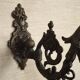 French antique electrified old brass gas mantle with patterned glass shade 4971.